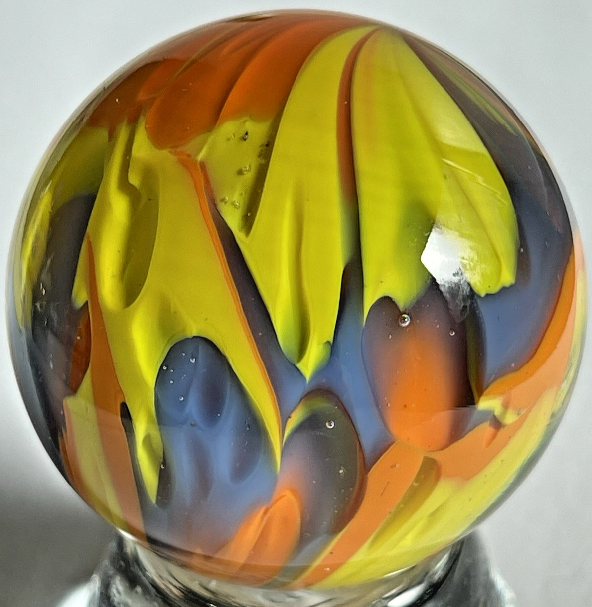 VTG 2003 STEVE DAVIS MARBLE SIGNED HANDMADE GLASS ART 1.48 MELTED CRAYOLA CRAYON