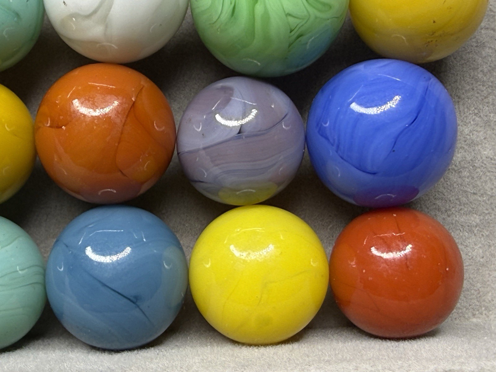 Lot Of (15) Champion Agate Swirl Marbles .56” To .66” NM To NM(+)