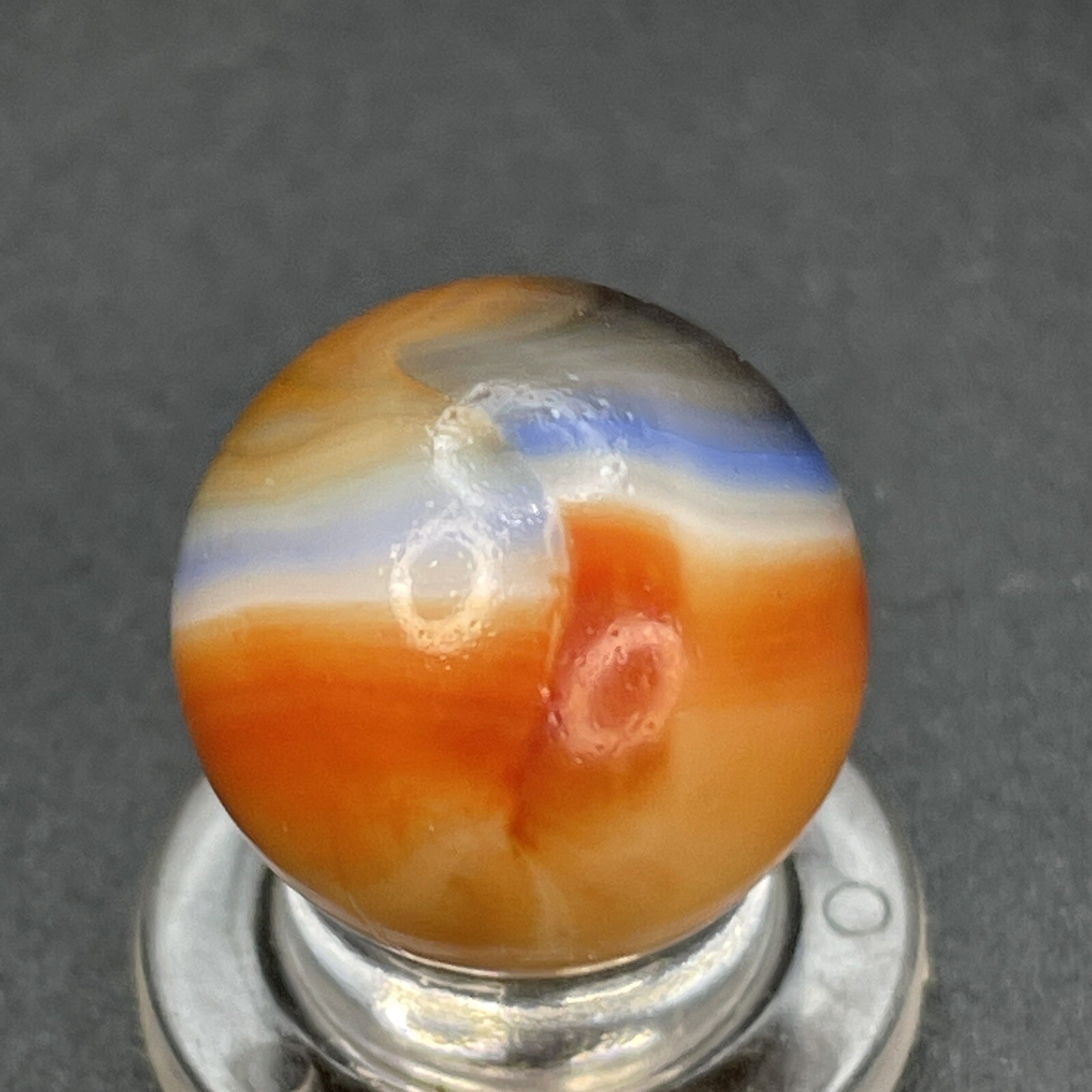 Blue Line Yellow Jacket Color Blended Vitro All Red Vintage Marbles 0.629”