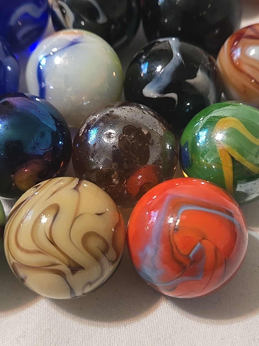 Vintage Glass Marbles 1″ Mixed Colors And Styles Lot Of 20 Pcs