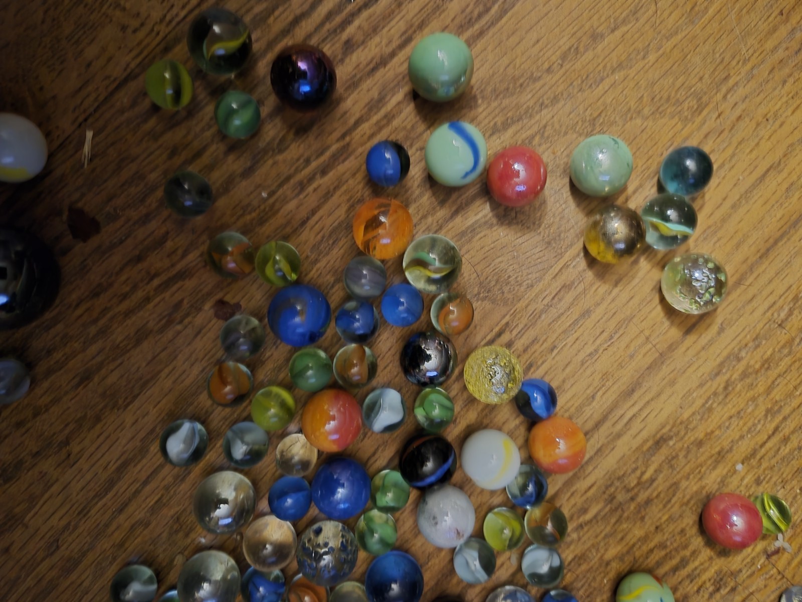 Mixed Lot Glass Toy Marbles Assorted Colors & Sizes with Bag