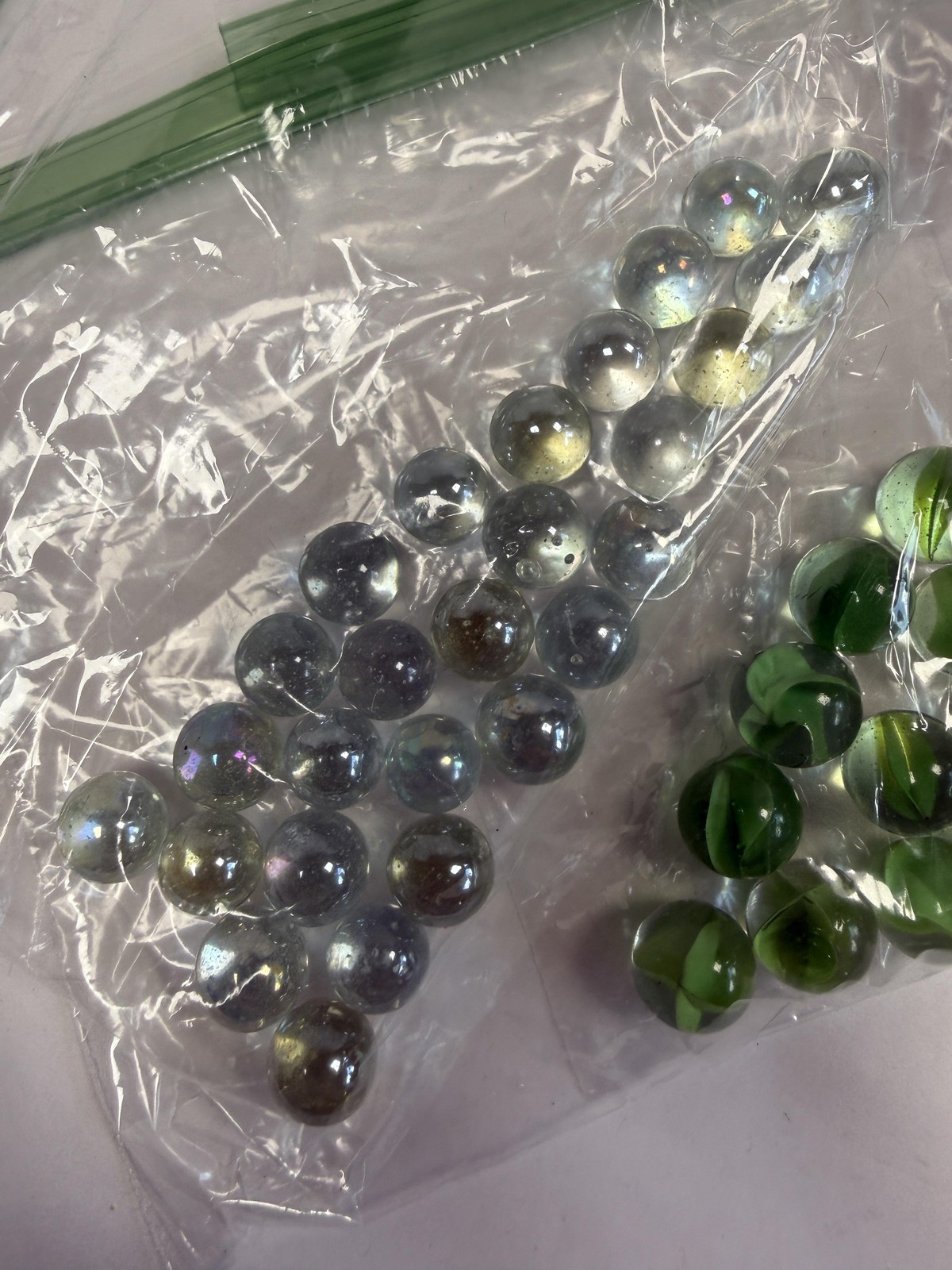 Vintage Mixed Glass Marbles Lot Cat Eye Swirl Confetti Multi Green Orange Blue