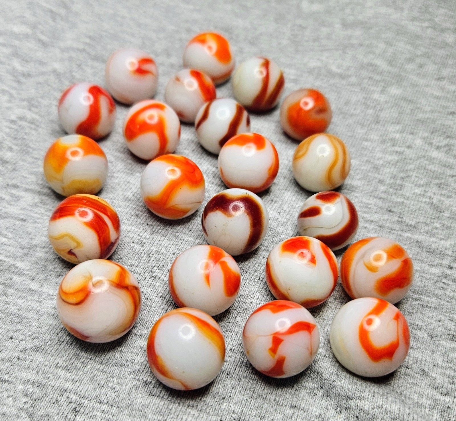 West Virginia RED & ORANGE Swirl Marbles ALLEY RAVENSWOOD CAC HEATON Vintage Lot