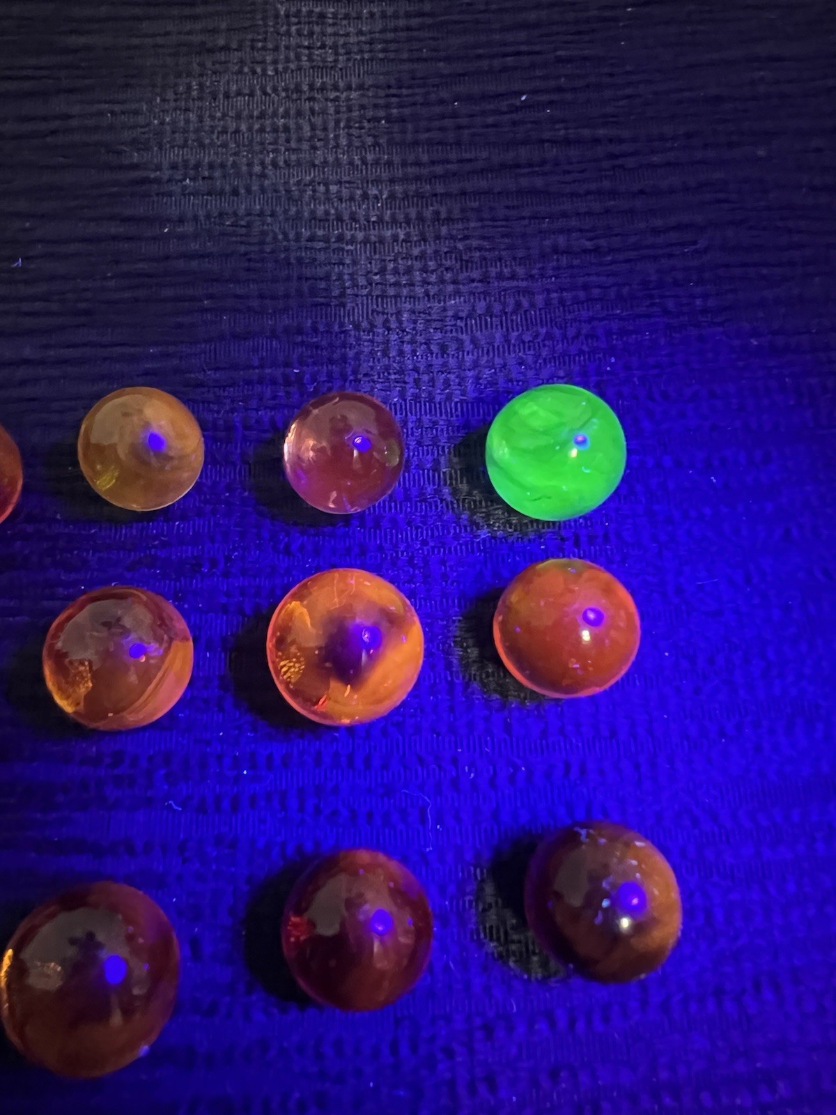 Vintage Marbles Fluorescent Lot Of 12 Clearies