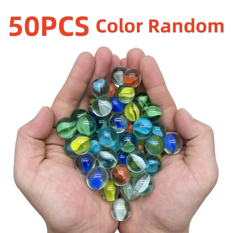 50PCS 14Mm Colorful Glass Marbles Toy Kids Marble Balls Run Game Solitaire Toy A