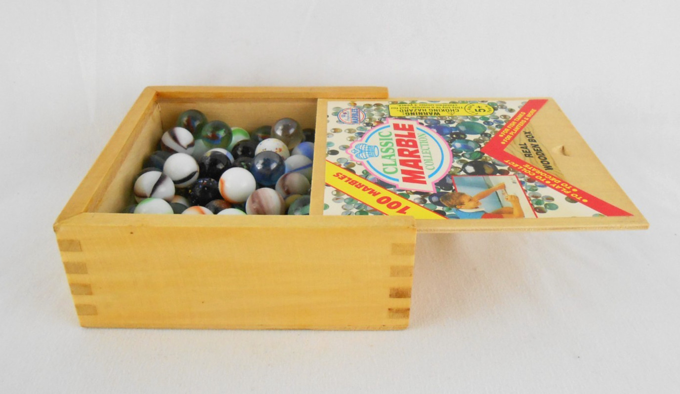 Imperial Classic 100 Marble Collection Real Wooden Box New Open Complete 1998