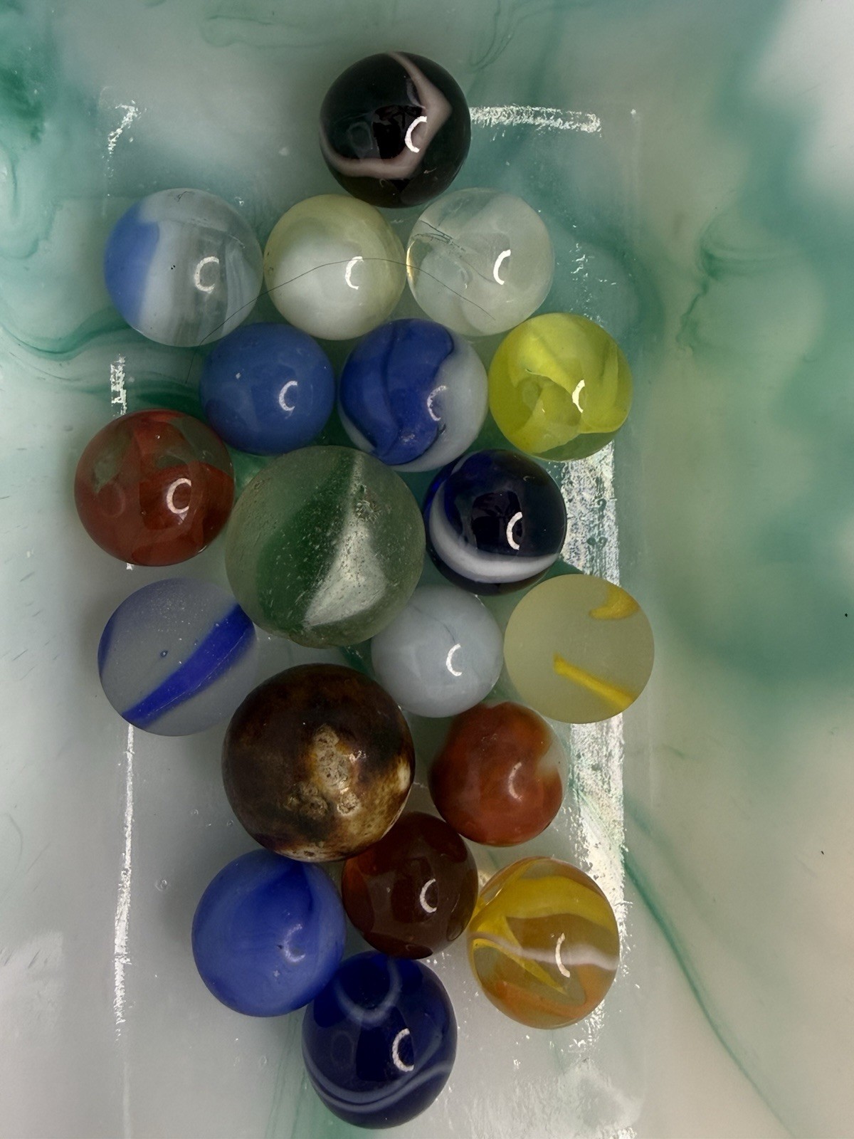 19 Vintage And Modern Glass Marbles Lot 8406 See Photos Description