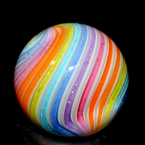 HOT HOUSE GLASS MARBLE/.689″-PASTEL DICHROIC PLAYER # 111-TANGERINE,MAGENTA+