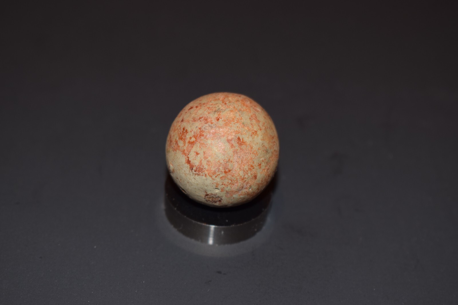 ⭐Antique Handmade🍊Dyed Fired Glazed Clay Toy Marble 🦶Toe Braker Size 1.046