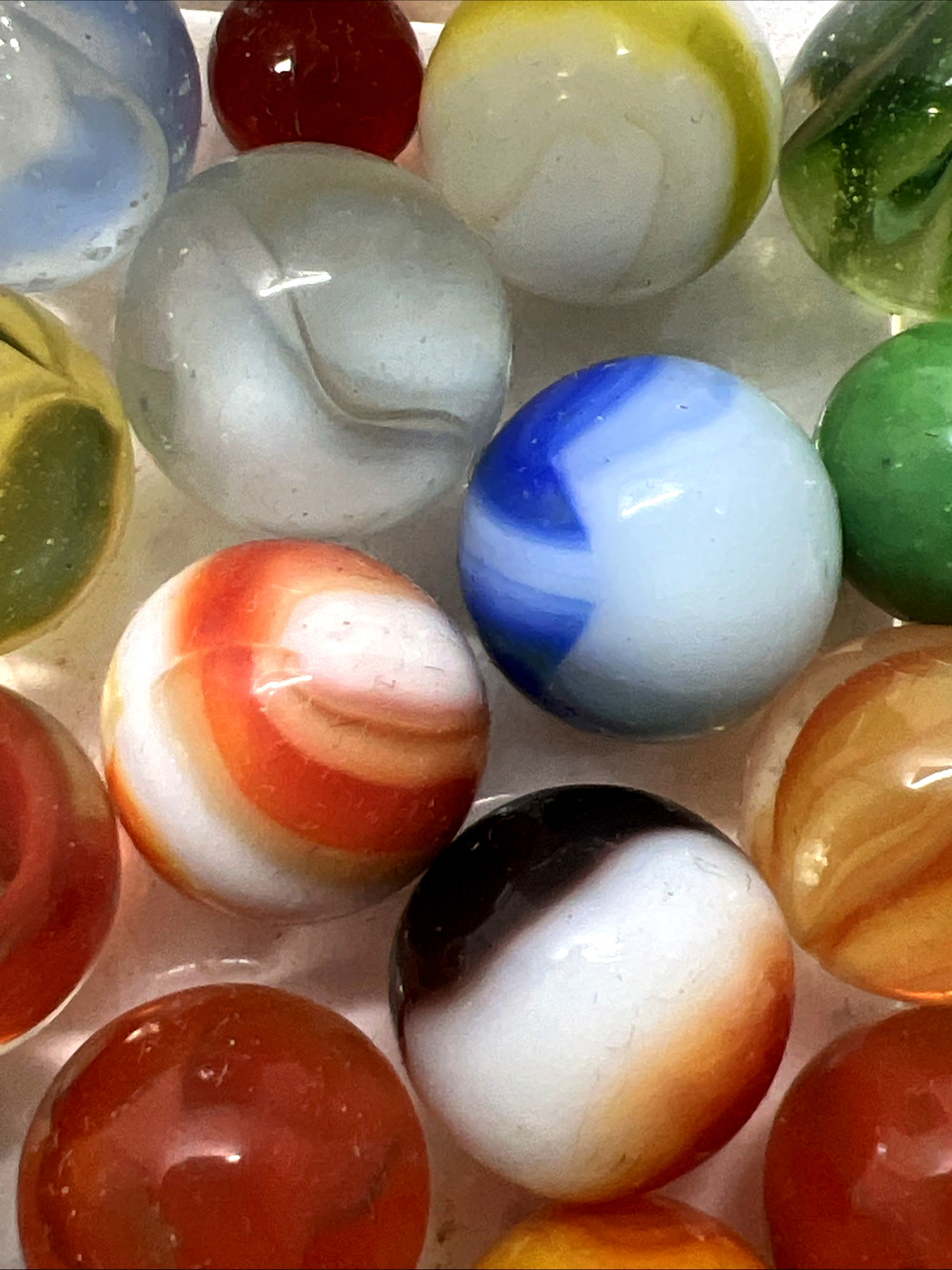 Estate Item Antique Vintage Lot Of 52 Clear/Swirl Glass Marbles