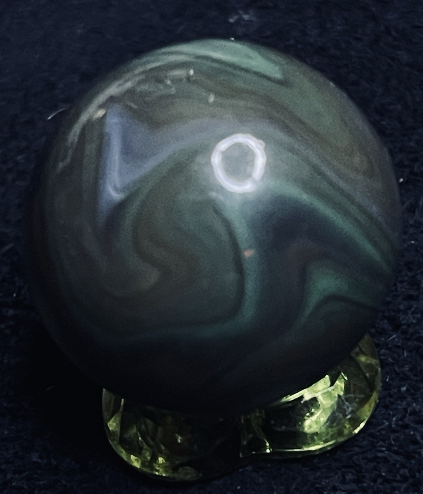 Master Marble Vintage .885” HTF Swirl Shooter. Earthy Greens, Browns & Purple.