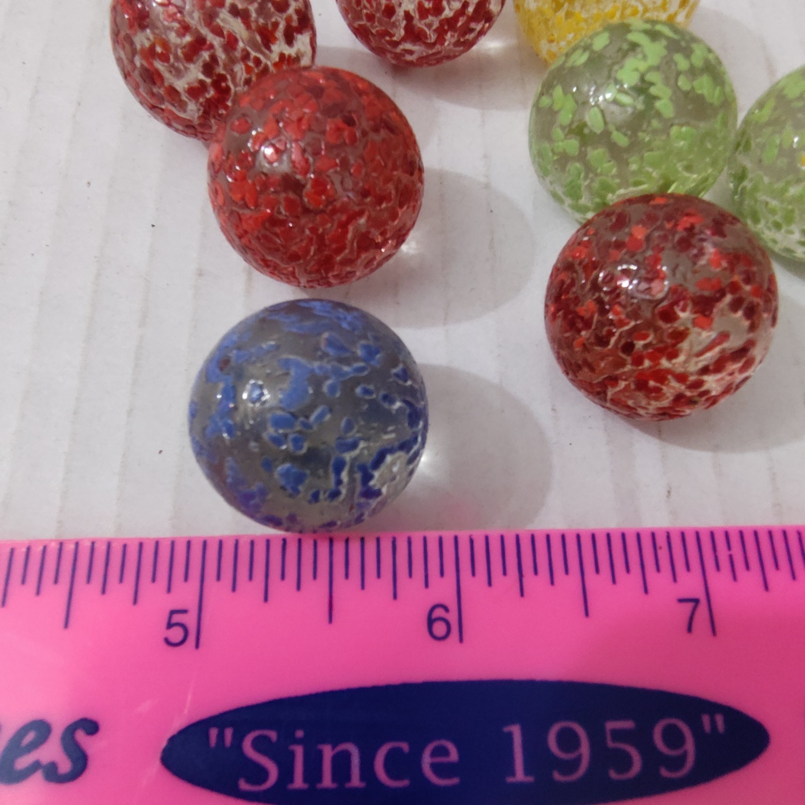 VTG Confetti Glass Marbles – Multicolor Textured speckled Design Lot of 8