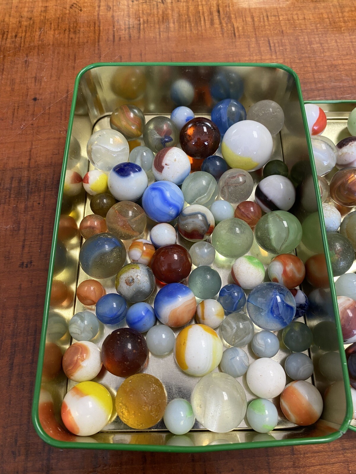 2 Lbs 15 Oz Of Shooter Marbles And Others In Ball Ideal Jar