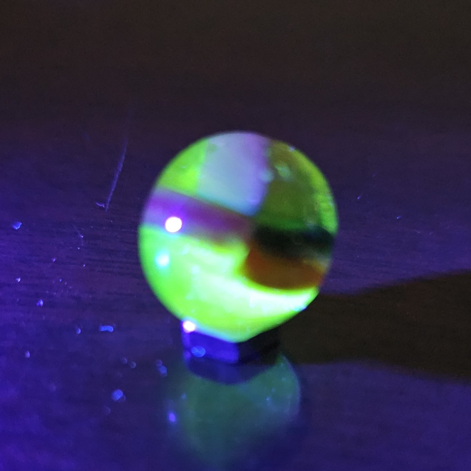 Vintage C. E. Bogard Rose Hybrid .625 Cats Eye in Clear Uranium Glass Marble