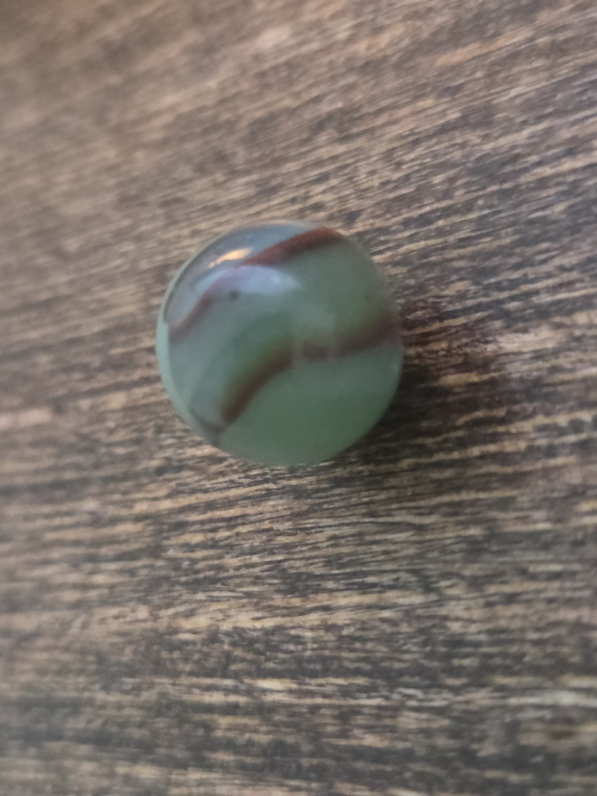 Vintage Akro Agate Watermelon Marble Mint Green & Red ~ .59″