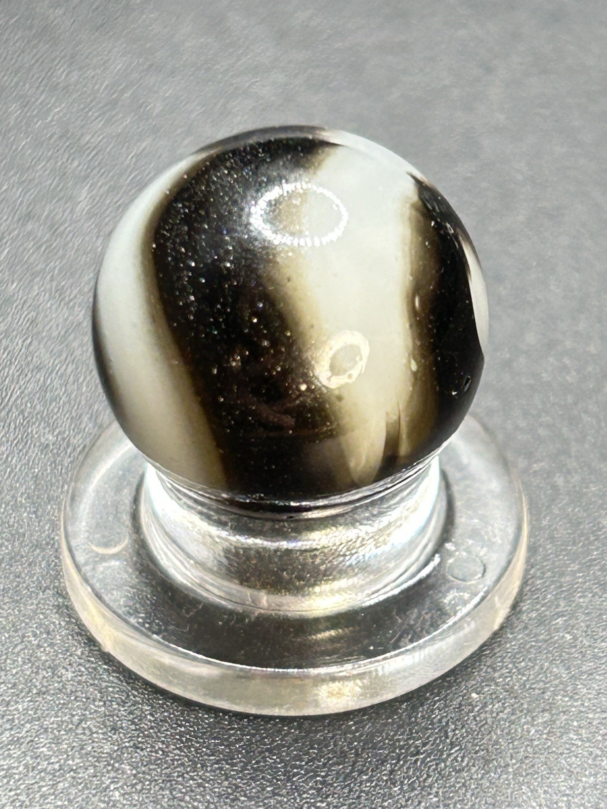 Peltier Zebra Marble w/ Aventurine Vintage Marbles 0.591”