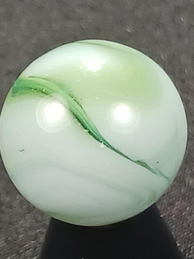 Alley Agate .53″ Forest Greens Lucent White Swirl Near Mint Serious Marble A444