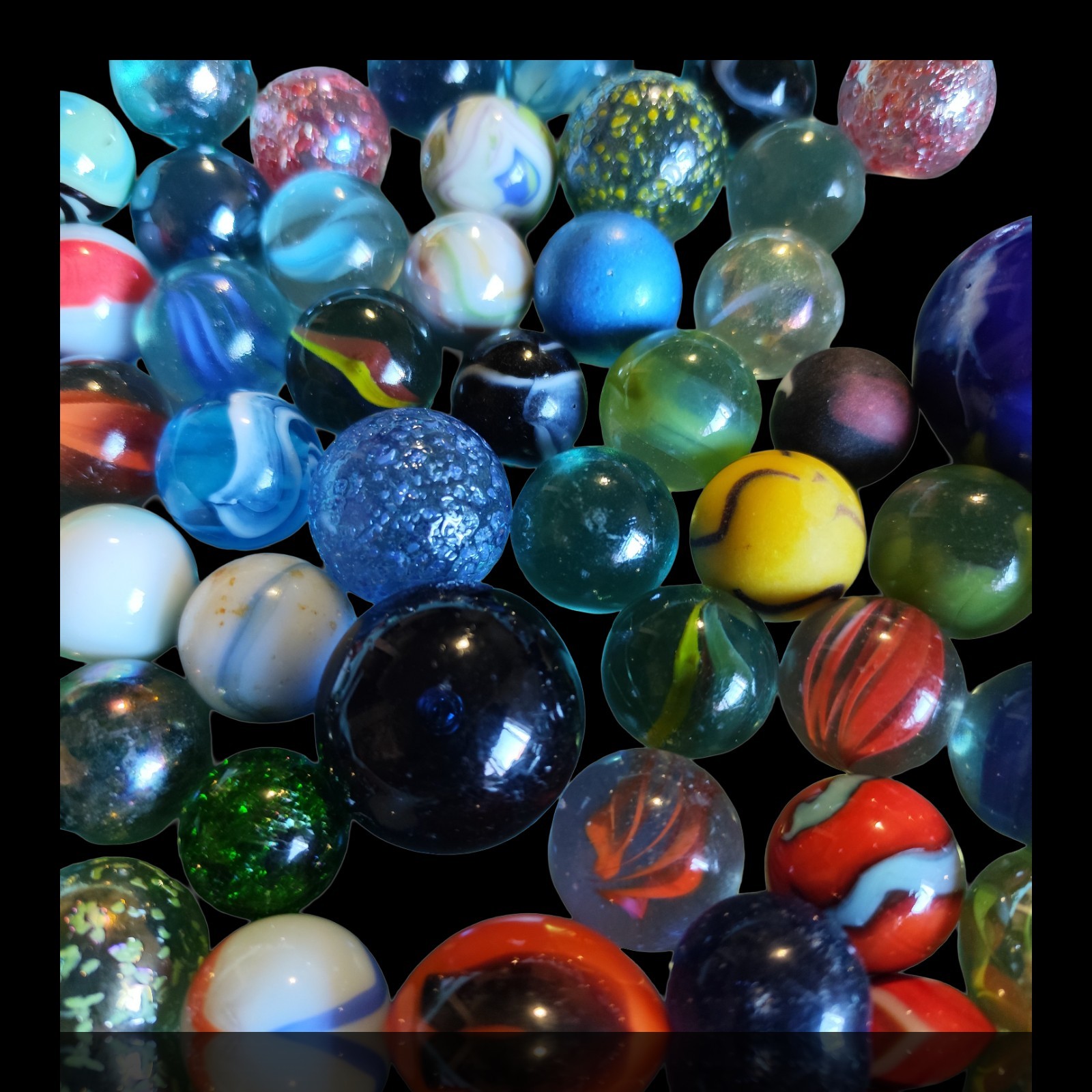 Read! Mixed Size Vtg To Mod Shooter Toe Breaker Marble Lot 40+ Marbles