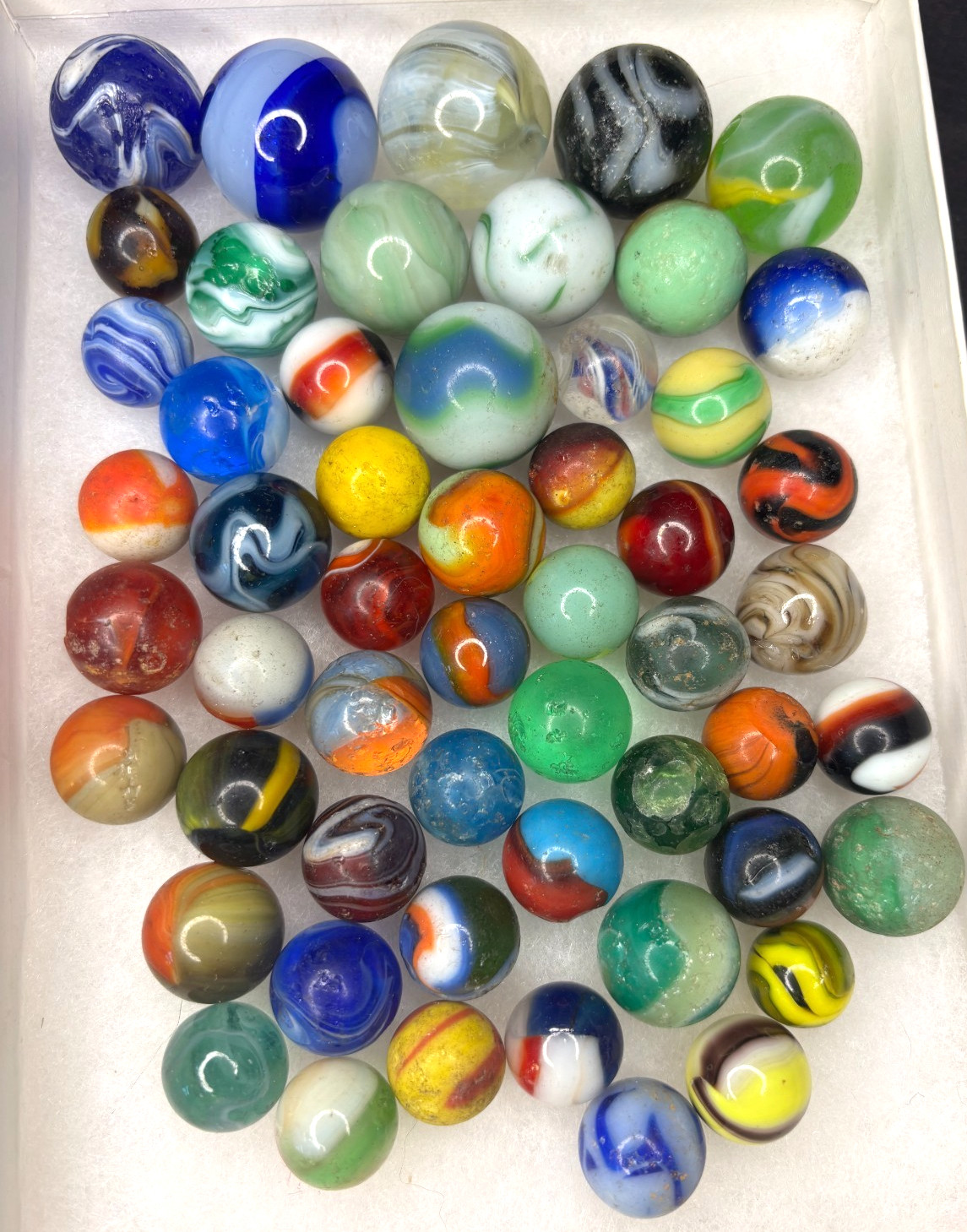 Vintage Marbles Low Grade Lot of 54 Akro Peltier? w/Shooters Some Rare