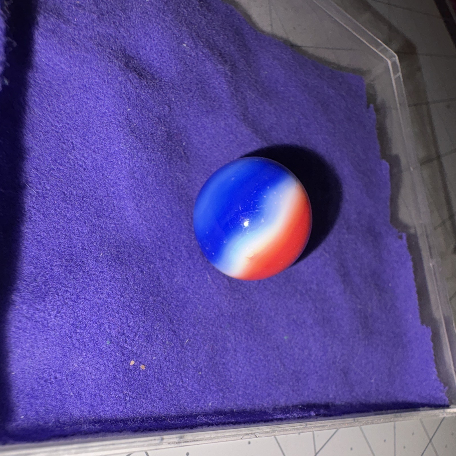 Swirl Glass Toy Marble Single Red White & Blue Vitro Shooter