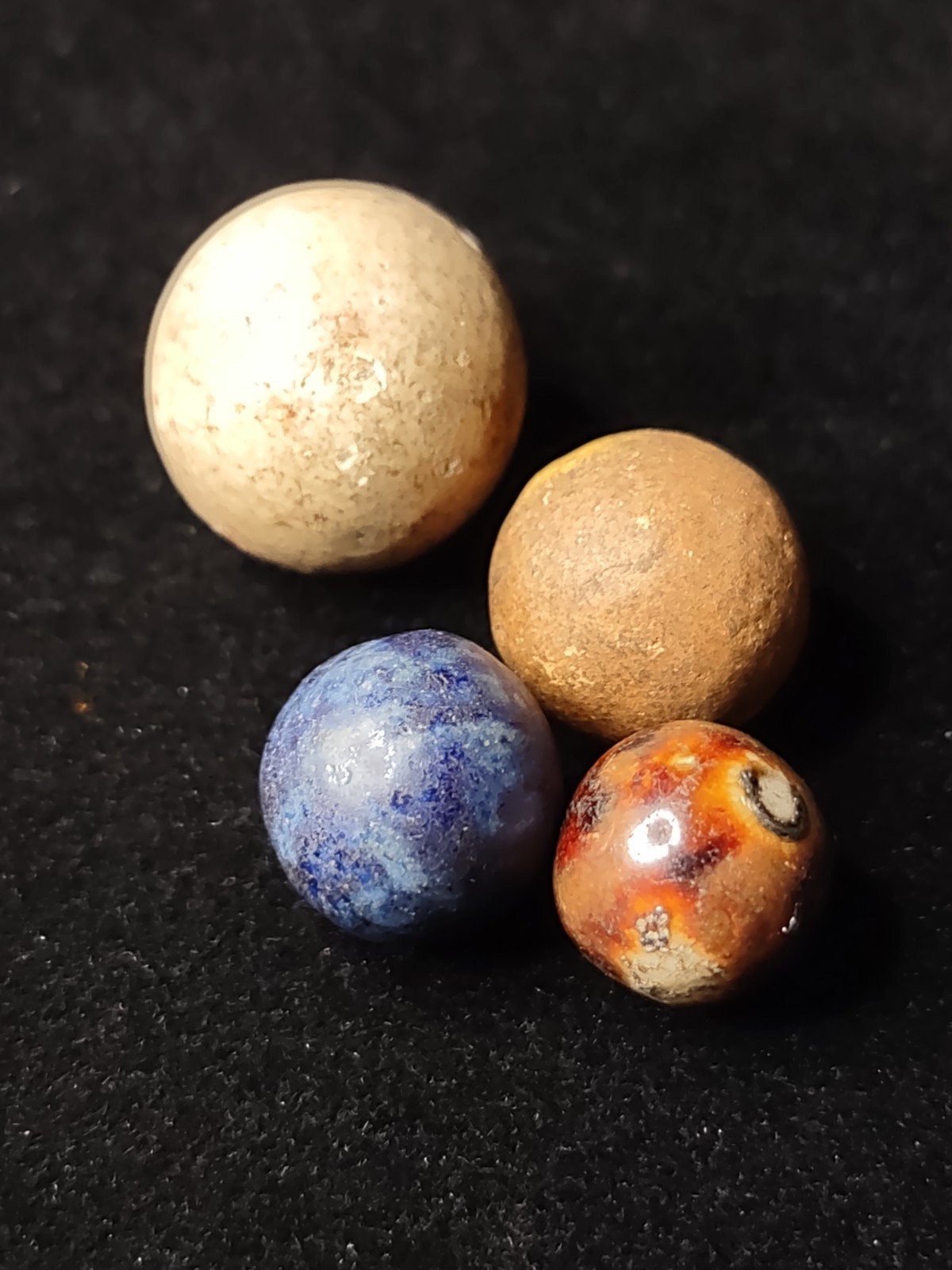 4x Pack Lot Antique 💎 ✨ Bennington German Clay Handmade MARBLES Currency .68″