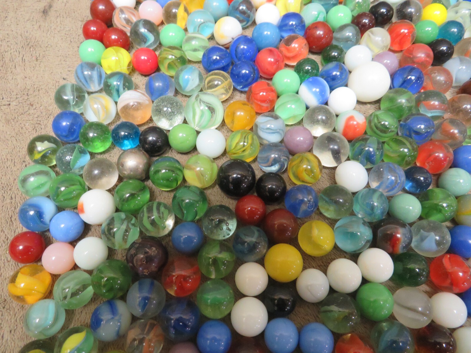 Vintage Glass Marble Toy Collection Mixed Shooters Peewees Standard Steelies
