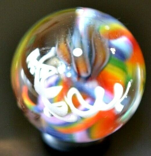 VINE GLASS MARBLE/1.184″-JELLYFISH FIELDS SMALL SAMPLER-WHITE SLINKY,RAINBOW FIL