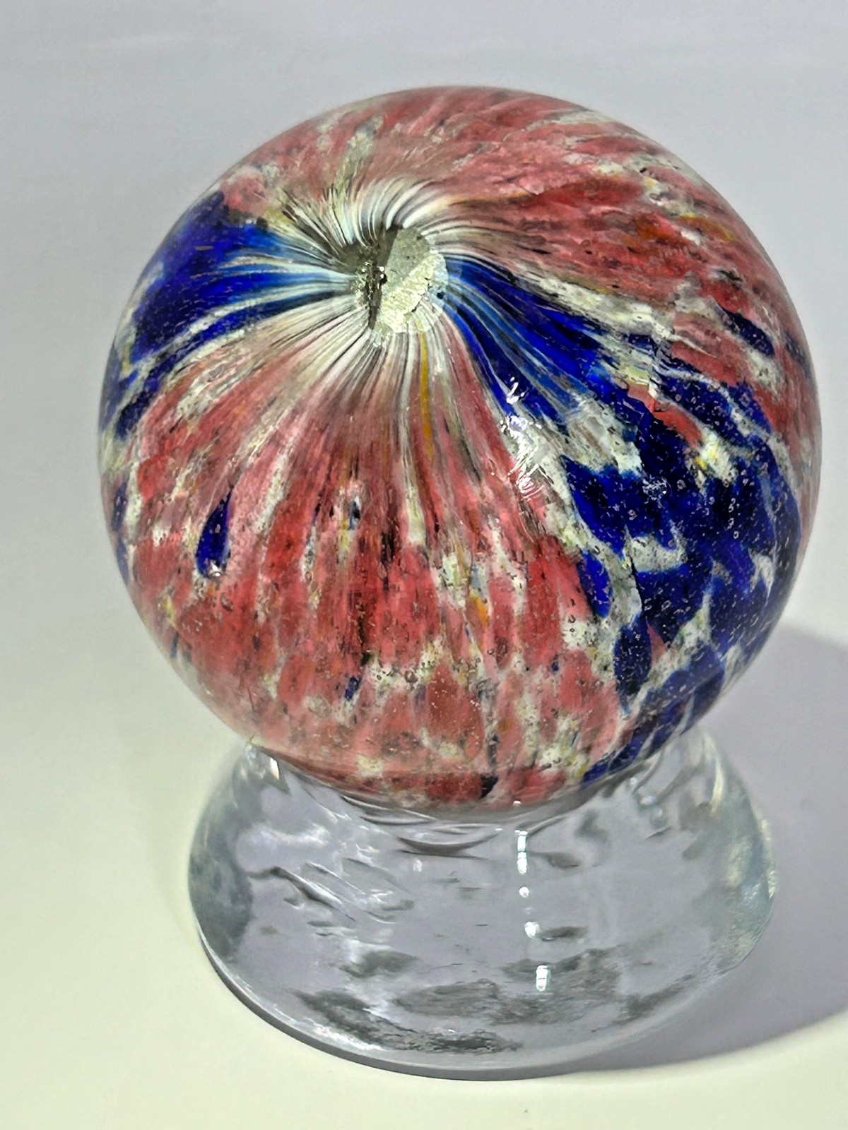 Antique German Handmade 4 Panel “flame” Onionskin Marble 1-25/32″ Mint E3.23