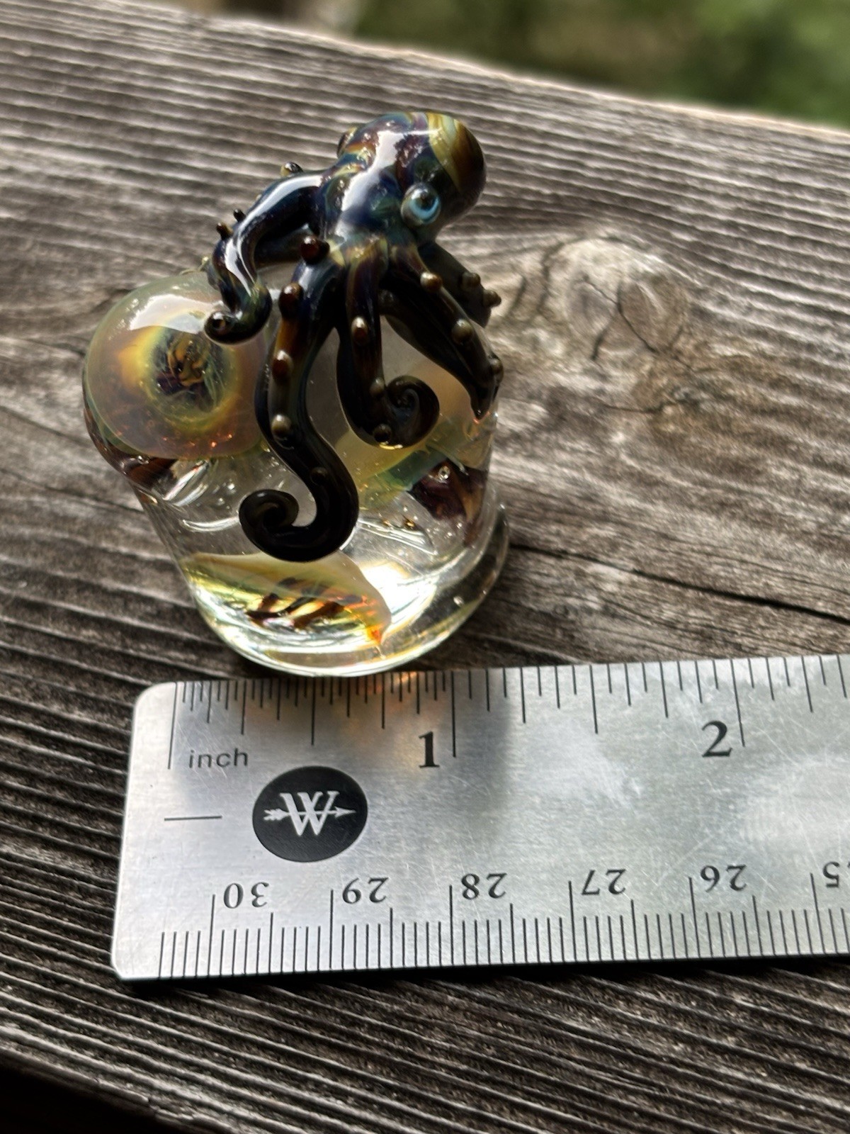 handmade My Octopus Paperweight glass W/jellyfish Made By Sara Sally LaGrand