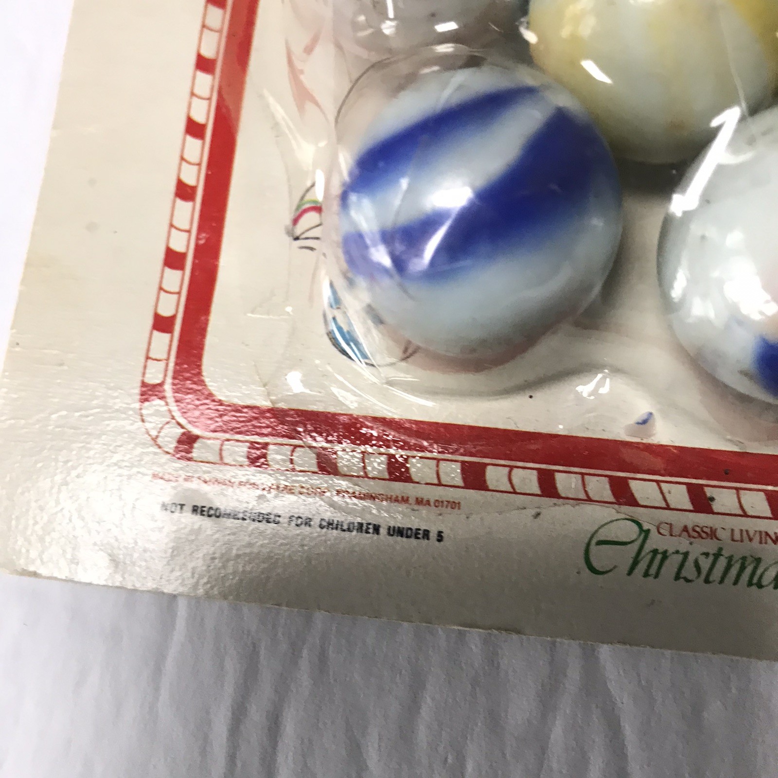 Vintage Marbles Swirl Large Zayre Sealed NIP Red White Blue Yellow Christmas Toy