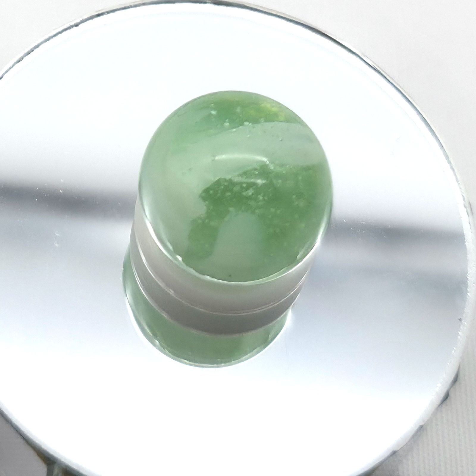 Pale Green Vaseline Old Machine-Made Marble Glows under a Blacklight 5/8”