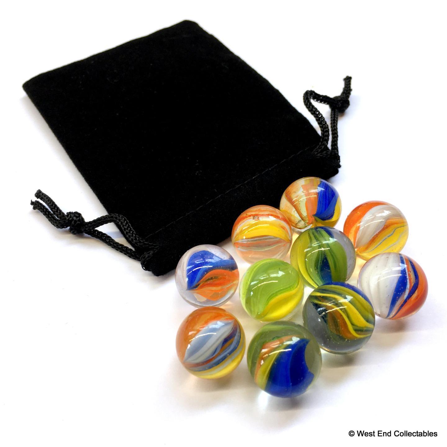 10 x Stunning Rainbow Cat’s Eyes Small 16mm Glass Toy Marbles in Gift Bag