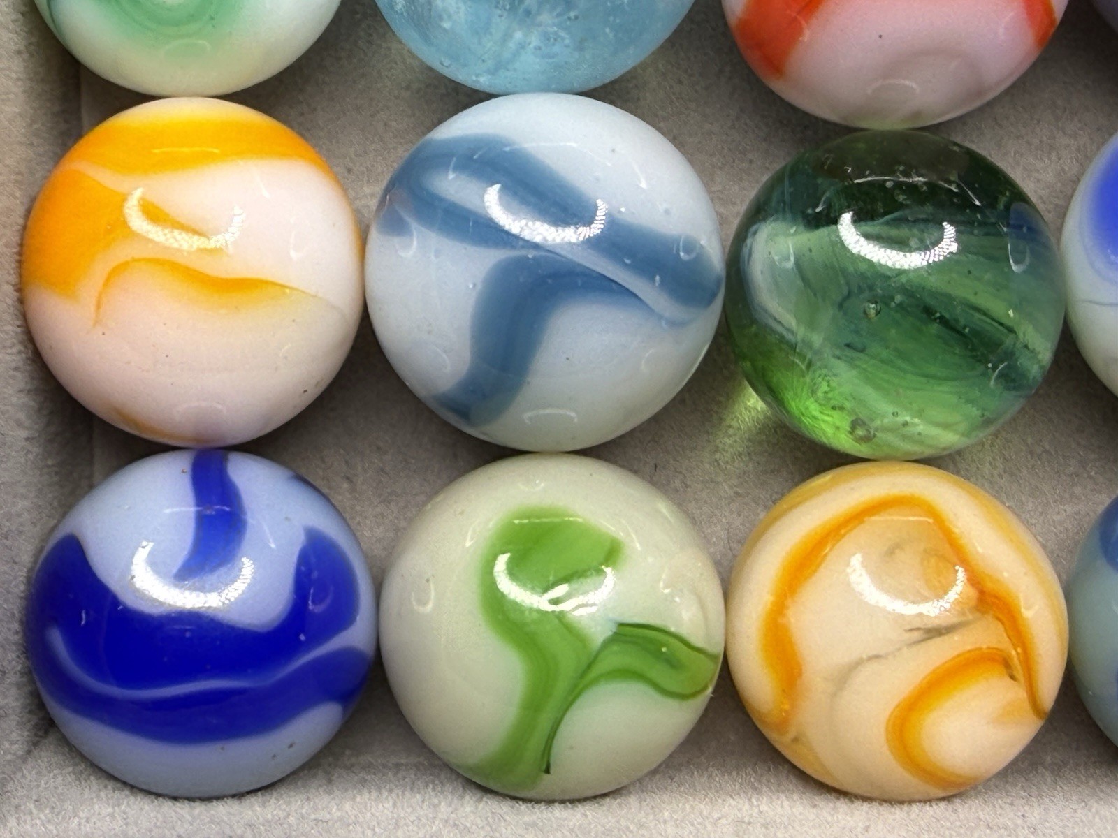 Lot Of 20 Alley West Virginia Swirl Marbles .58” To .74” NM(+)