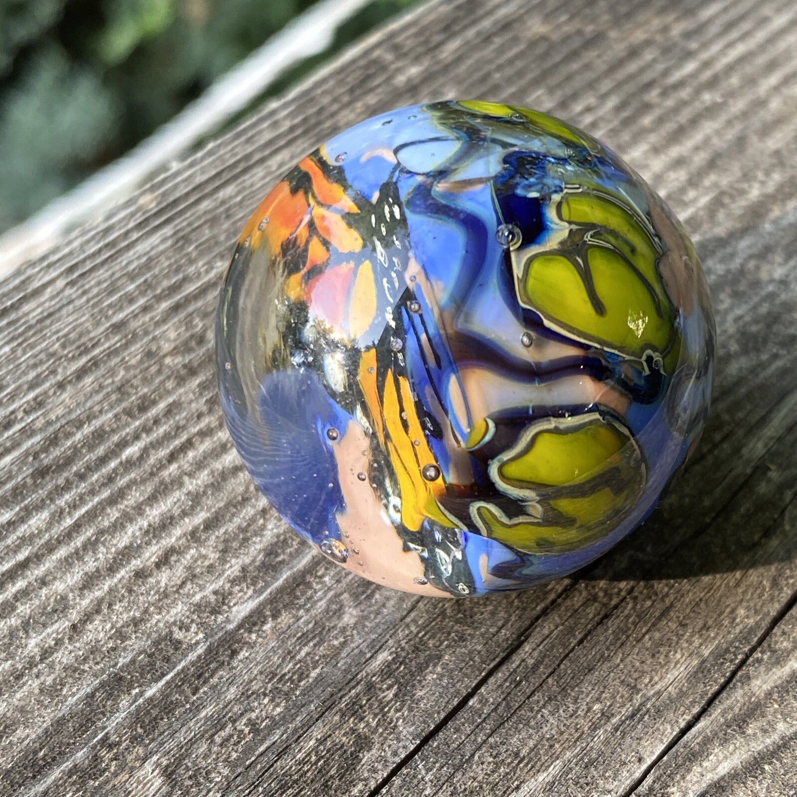 handmade art glass marble Hand Painted Summer Monarch Butterfly