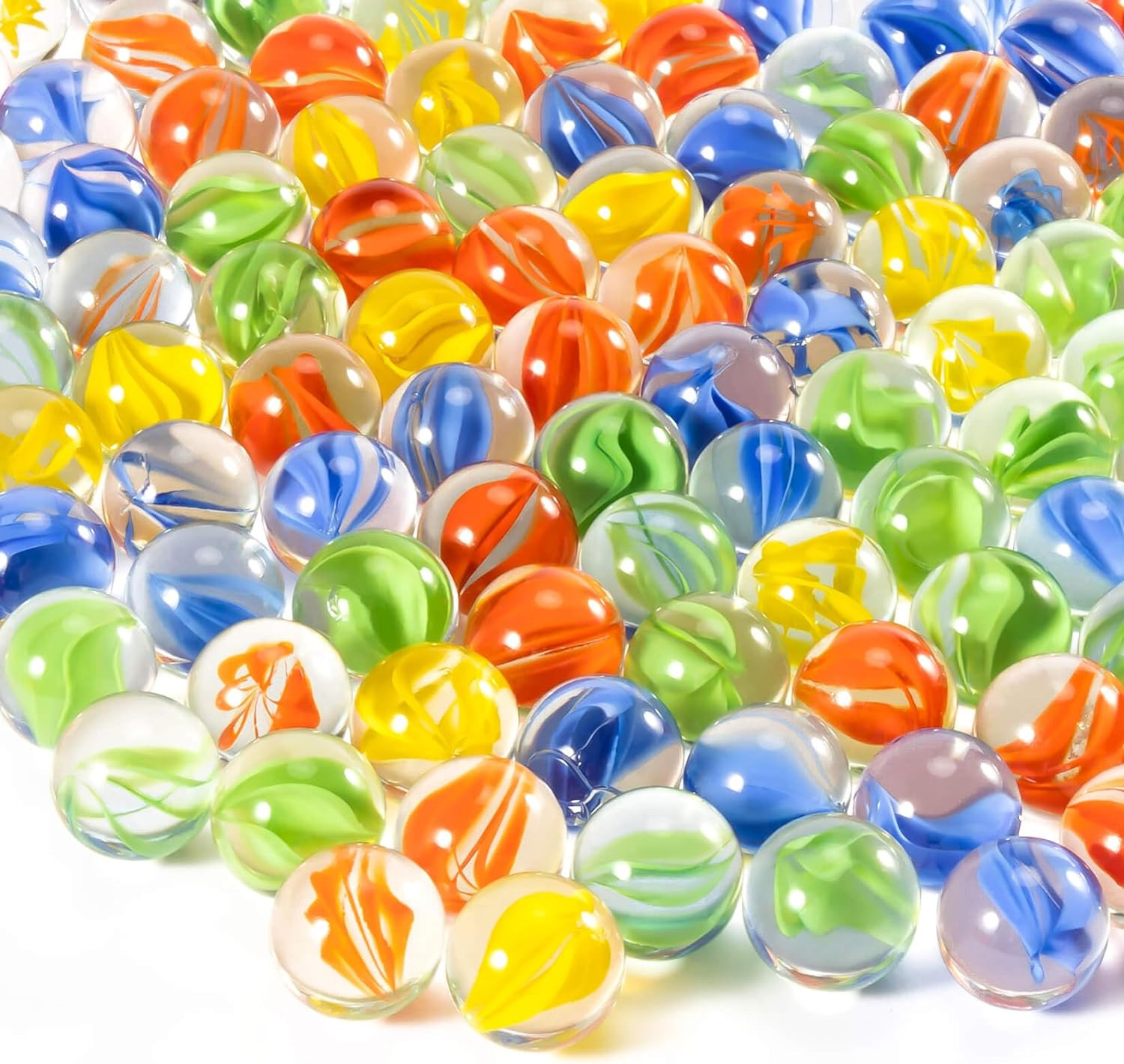 Glass Marbles – Marbles Bulk 100Pcs Cat Eye Marbles Mix 4 Colors Medium Sized