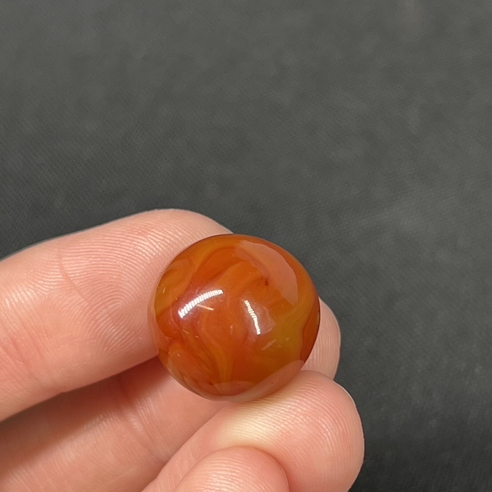 Vintage Agate Christensen Peltier Art Glass Swirl Marble .61” Dark Orange