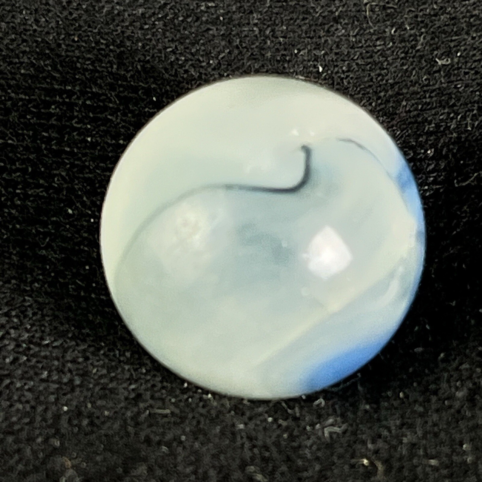 Vintage Akro Agate Peltier Art Swirl Glass Marble .60” Clear Blue White