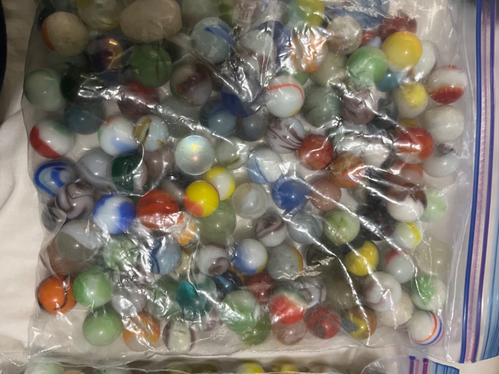 Mixed Lot 55 Assorted Old Vintage To Modern Colorful Glass Marbles {WASHED}