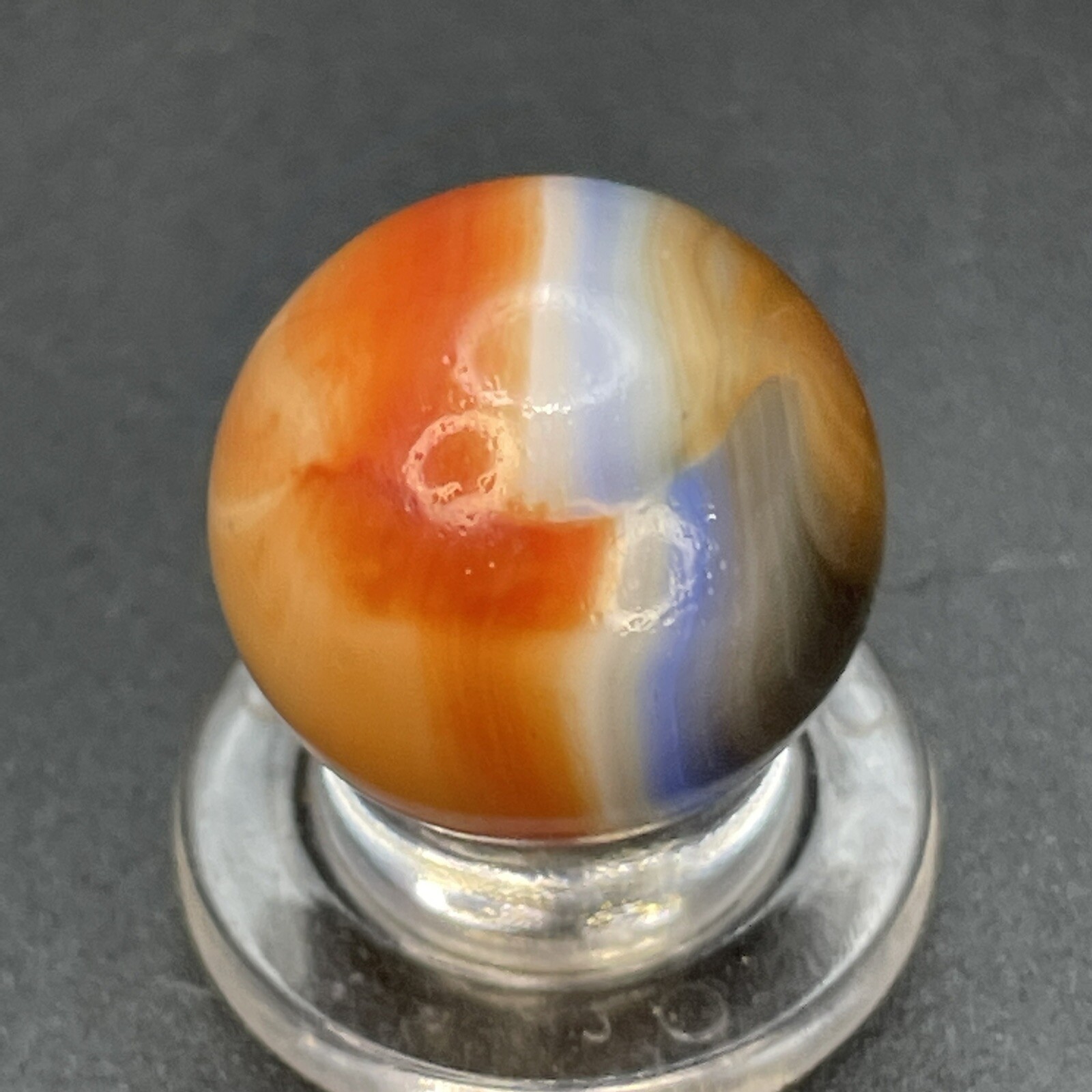 Blue Line Yellow Jacket Color Blended Vitro All Red Vintage Marbles 0.629”