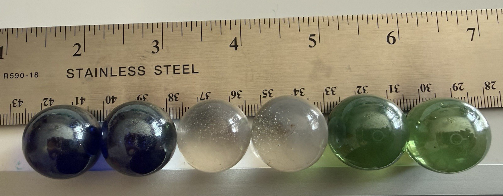 Vintage Mixed Blue & Green & & White & Clear Glass MARBLE LOT~ 22 PC~4 colors