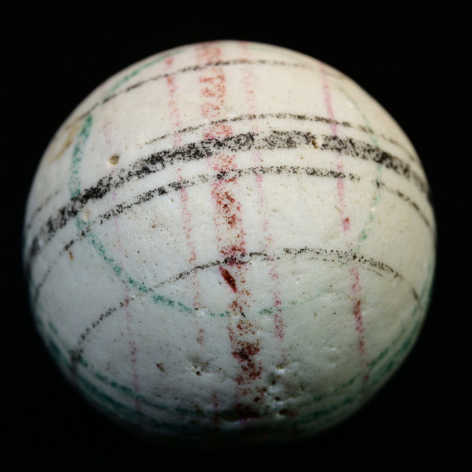 Large Painted China Clay Antique German Marble, Early Rare Banded 25.6mm 1+”