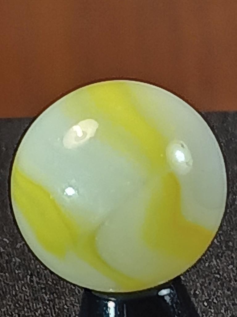 5/8″ Peltier High Noon Sun Yellow Lucent White on Clear NM Serious Marble B291