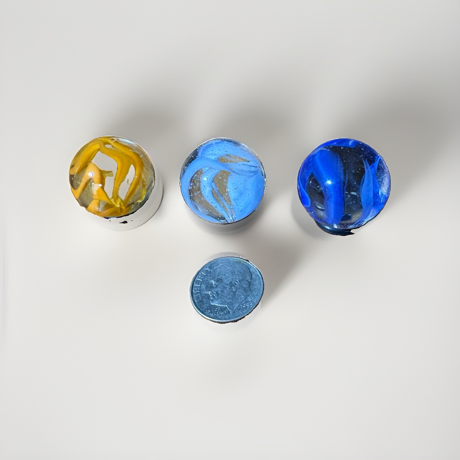 Extremely Rare Vitro Clear Shooter Marbles Lot 3 Ribbon Swirl Glass Collectibles