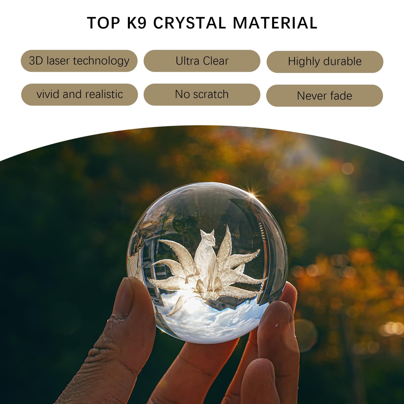 HDCRYSTALGIFTS 3D Crystal Ball with Stand – 60mm (3.5 inches), Clear
