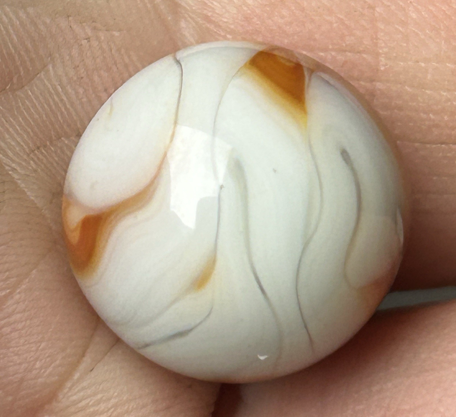 Vintage Alley Agate Or Heaton 0.64” Copper Ribbon Swirl Marble NM!