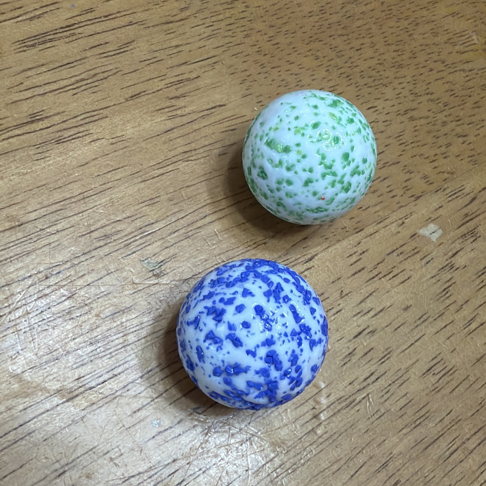 VTG Lot 2 Milk Glass Game Marble Confetti Speckled Multi-Color 5/8″, 1.5oz