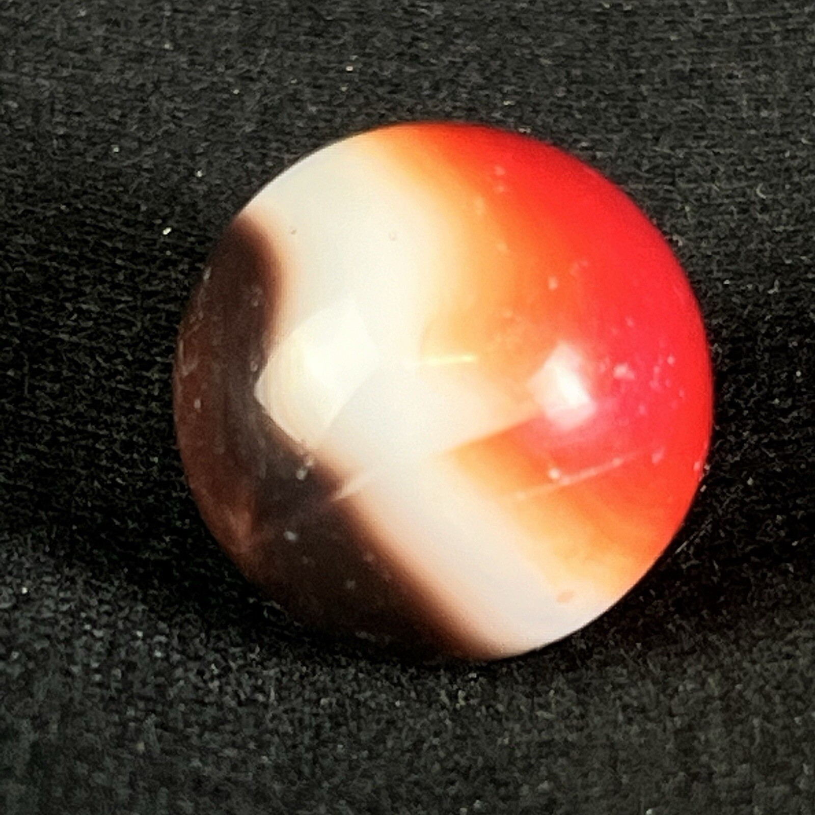 Vintage Akro Agate Peltier Art Swirl Glass Marble .62” Wite Brown Red-Orange