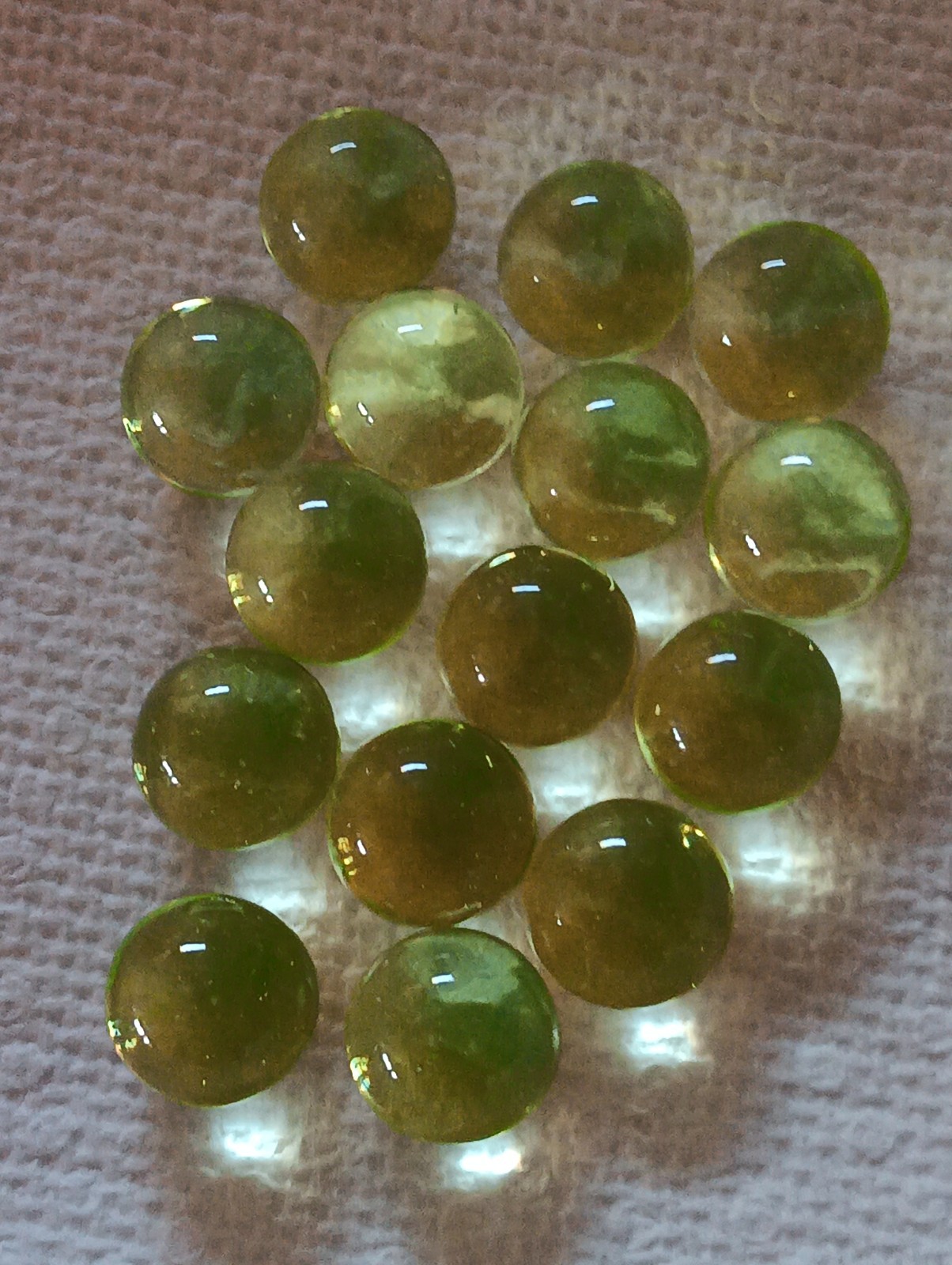 Uranium marbles Lot of 15. These 14mm In size Glow Really Bright Under Uv Light