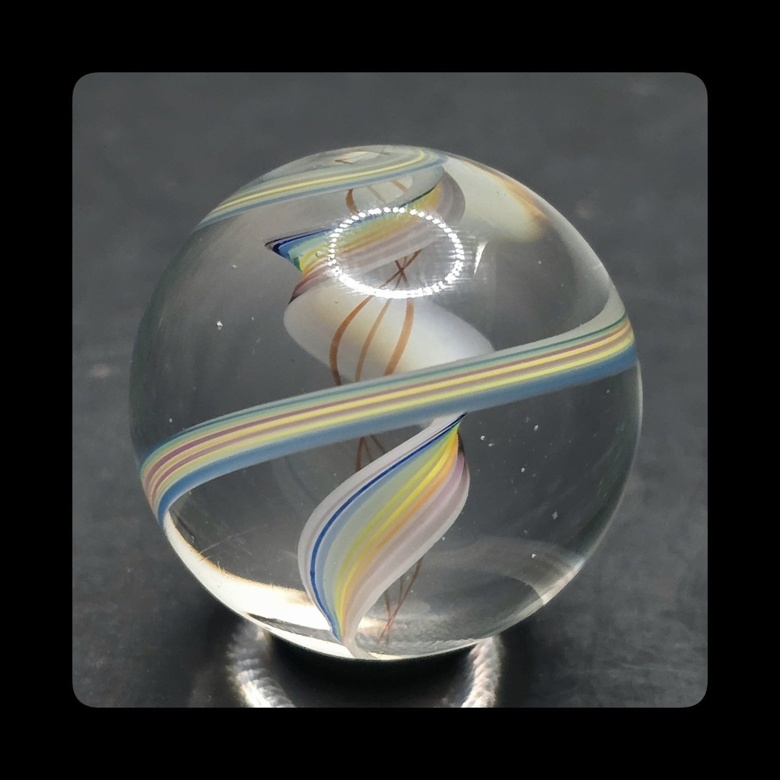 ~Mic’sMibs~ 7/8″ Contemporary Handmade Rainbow Razor Ribbon Core Swirl Mint