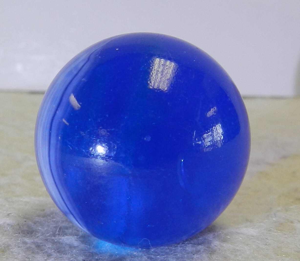 #15939m Large .97 Inches Vintage Blue Glass Brushed Patch Shooter Marble